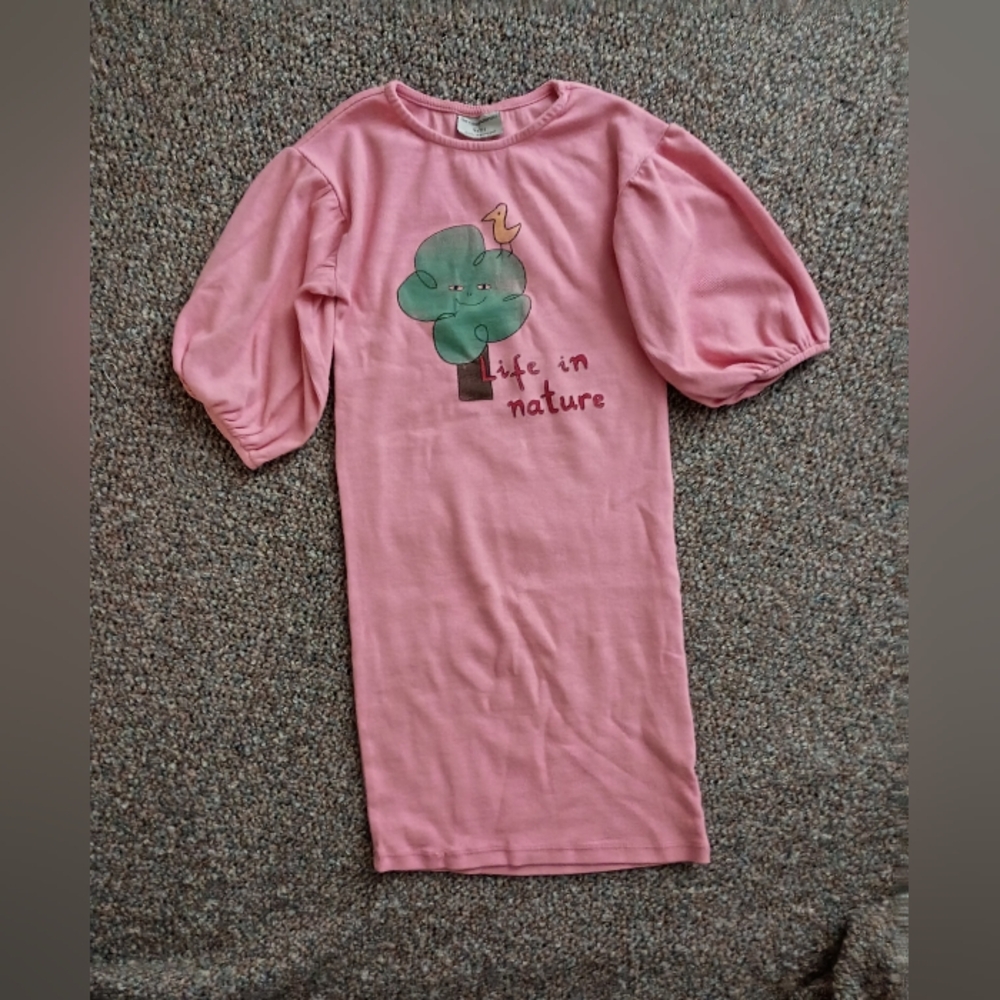 The Campamento Pink Puff Sleeve T-Shirt Dress 5/6Y NWOT